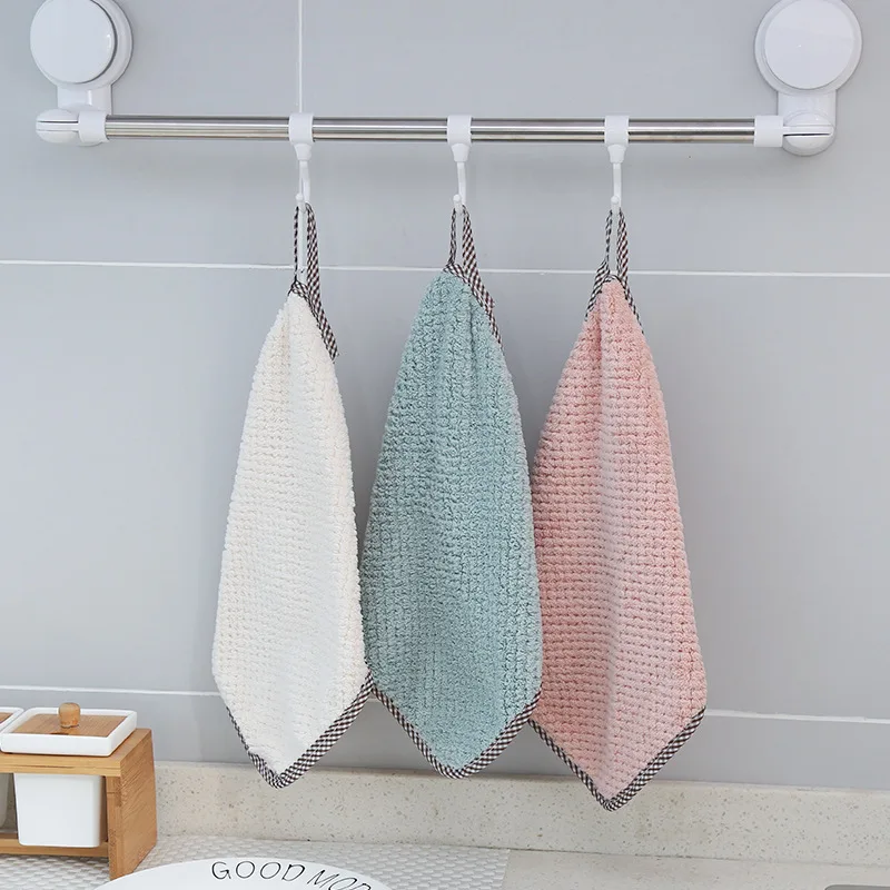 

Kitchen hanging handkerchief household water absorption is not easy to lose hair thickening rag hand washing hand towel