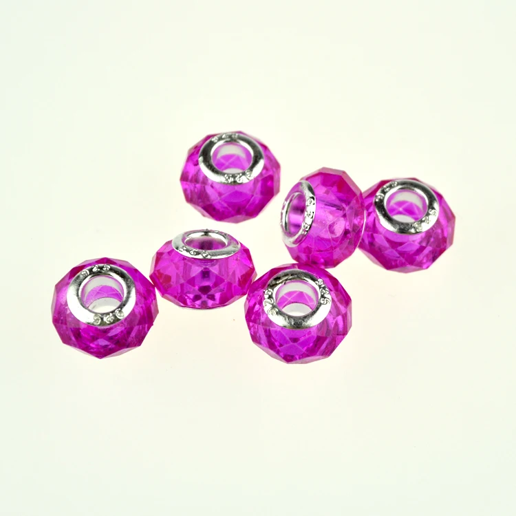 Free Shipping 100pcs 14x9mm Hot Pink Faceted Glass Beads Murano Big