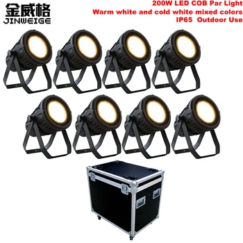 

Free Shipping 8pcs/lot Flightcase Packing 200W Warm And Cold White Mixed Waterproof COB Led Par Light IP65 Outdoor Use