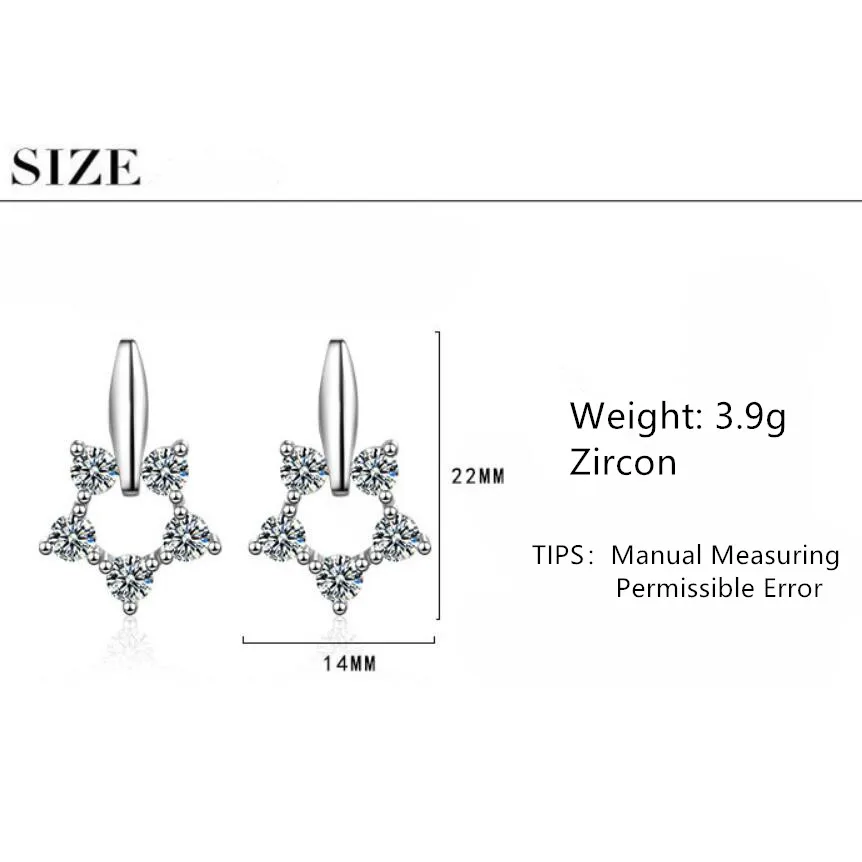 Exquisite Sweet Zircon Round Stud Earrings For Women Trend Creative 925 Sterling Silver Party Gift Jewelry Accessories SAE406