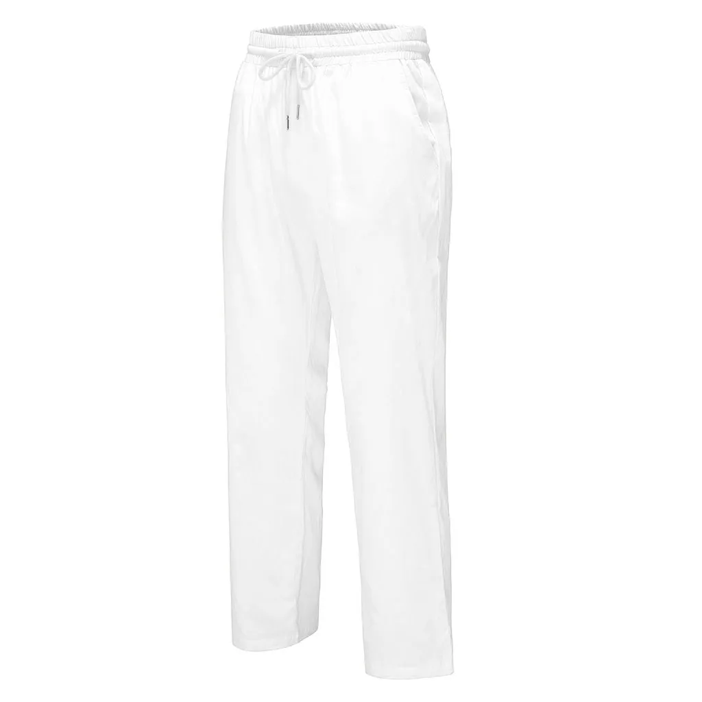 Pants Men Summer New Style Casual Simple Fashionable Pure color Cotton And Linen Lightweight Straight Trousers 4