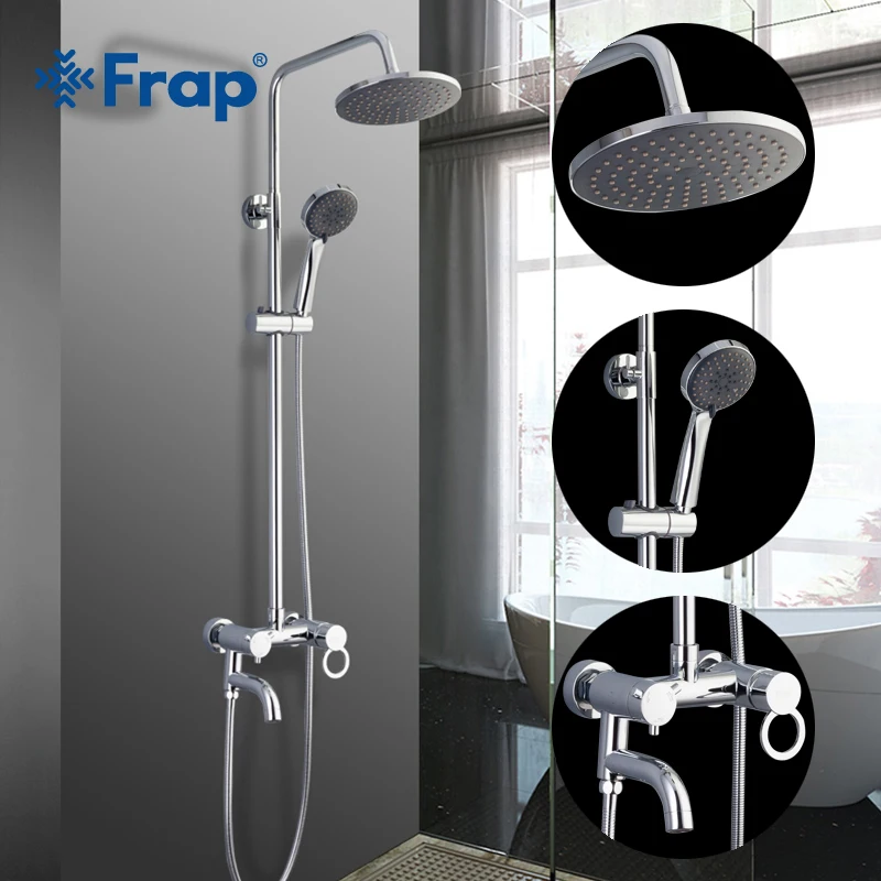 FRAP Sanitary Ware Suite bathroom shower faucet bath shower mixer taps rainfall shower head set waterfall faucet griferia