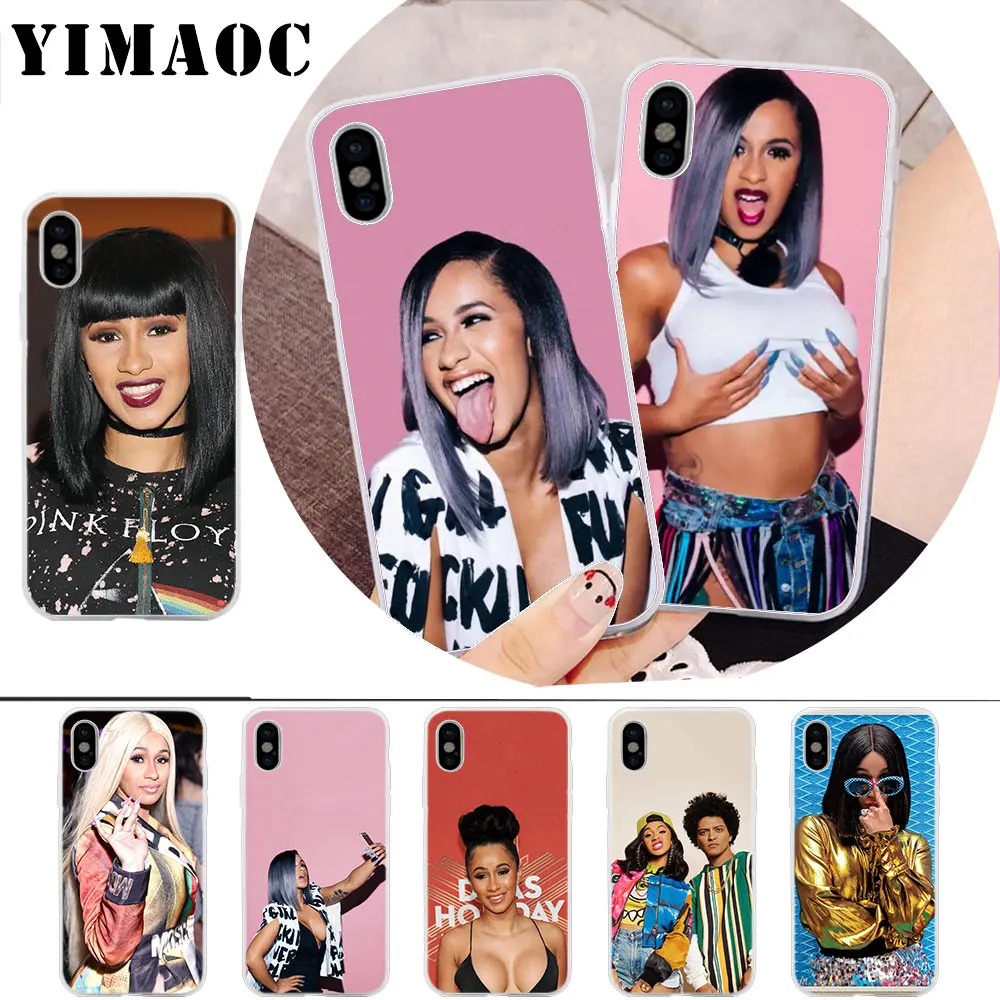

YIMAOC funny girl Cardi B Soft Silicone Case for iPhone X r s Xr Xs Max 8 7 6S 6 Plus 5 5s SE
