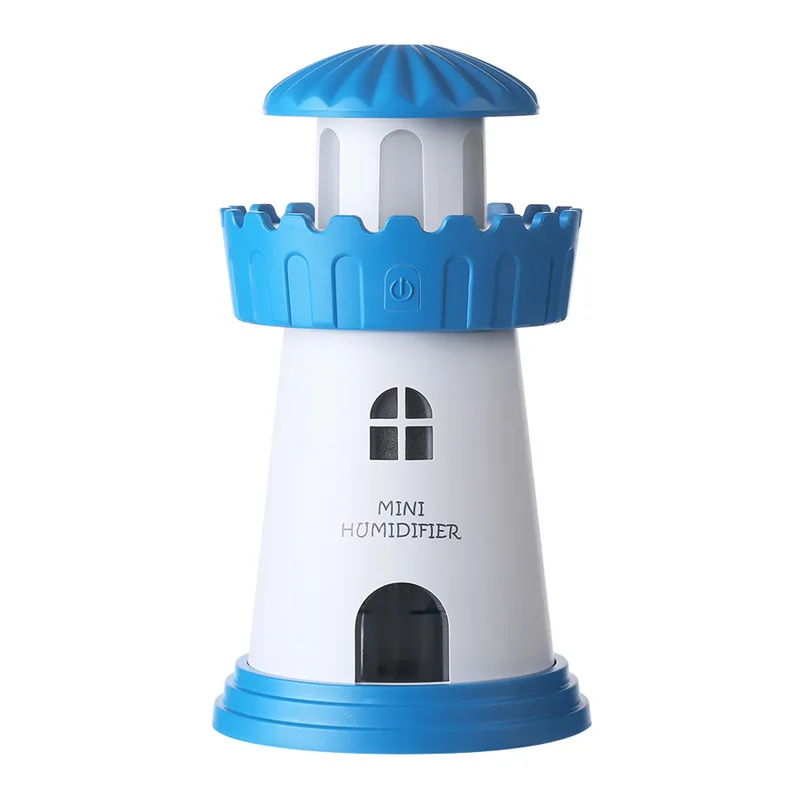 Креативный увлажнитель воздуха Lighthouse DC5V USB мини-диффузор мини настольный ночник опрыскиватель - Цвет: Синий