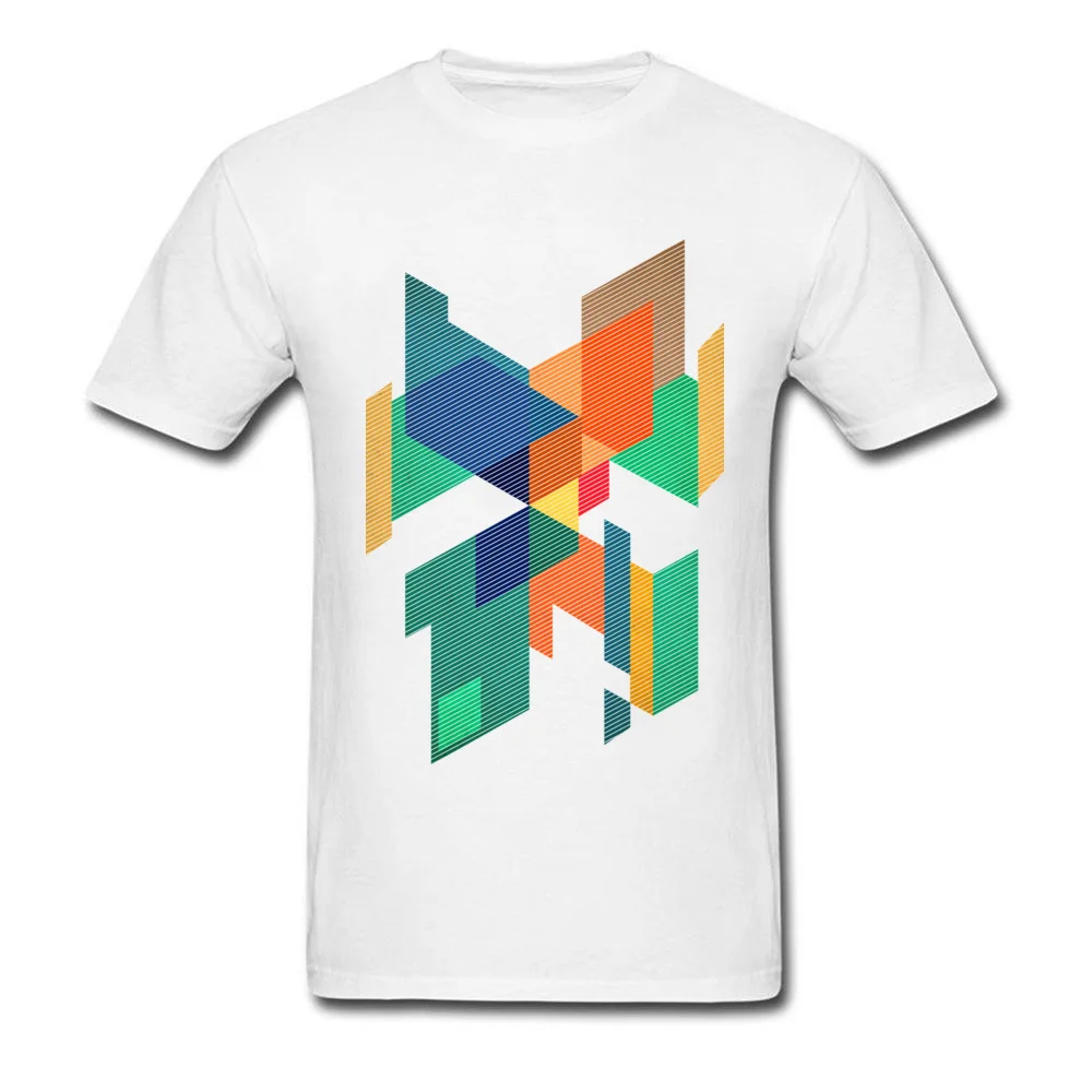Dominant Men's Tops Tees Abstract Geometric Colors Composition Cool T Shirt Pure Cotton Short Sleeve Group T Shirt Crewneck Abstract Geometric Colors Composition white