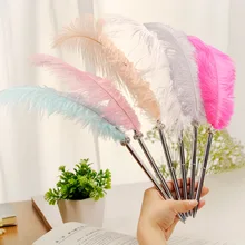 Fashion Stainless Steel Feather Quill Ballpoint Wedding Sign Pen Office School Stationery Supplies 40cm Creative Color Metal Bal