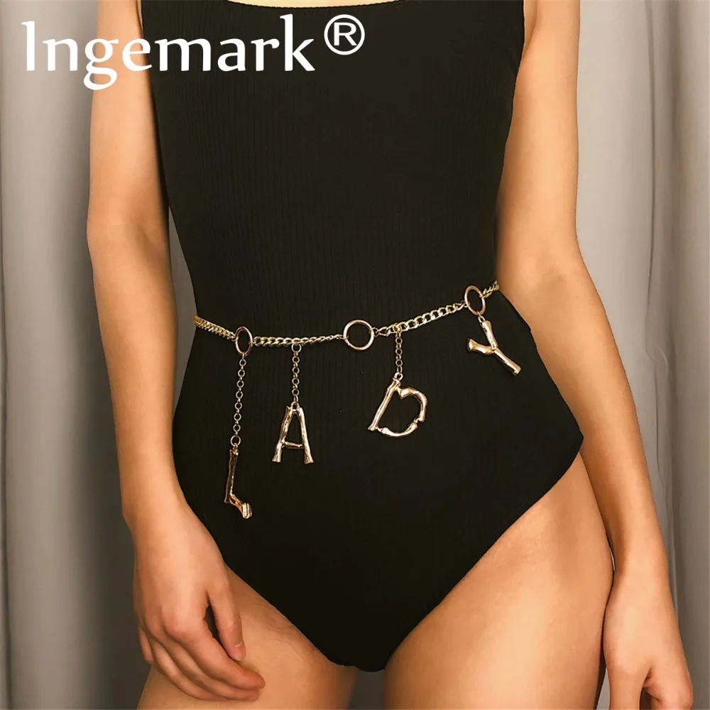 Ingemark сексуальный характер Дамская кожаная упряжь пояс для живота цепочка женщин
