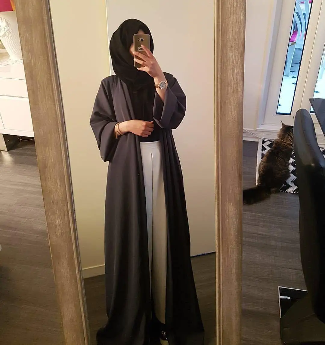 Кафтан абайя роковой халат Дубай кардиган мусульманский хиджаб платье Абая для женщин Катара джилбаб кафтан марокаин турецкая исламская одежда - Цвет: Черный