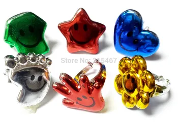 

50X Colorful Smile Rings 6 assorted Design R657A Princess Girl Birthday Party Favors Pinata Filler Vending Machine Capsule Toys