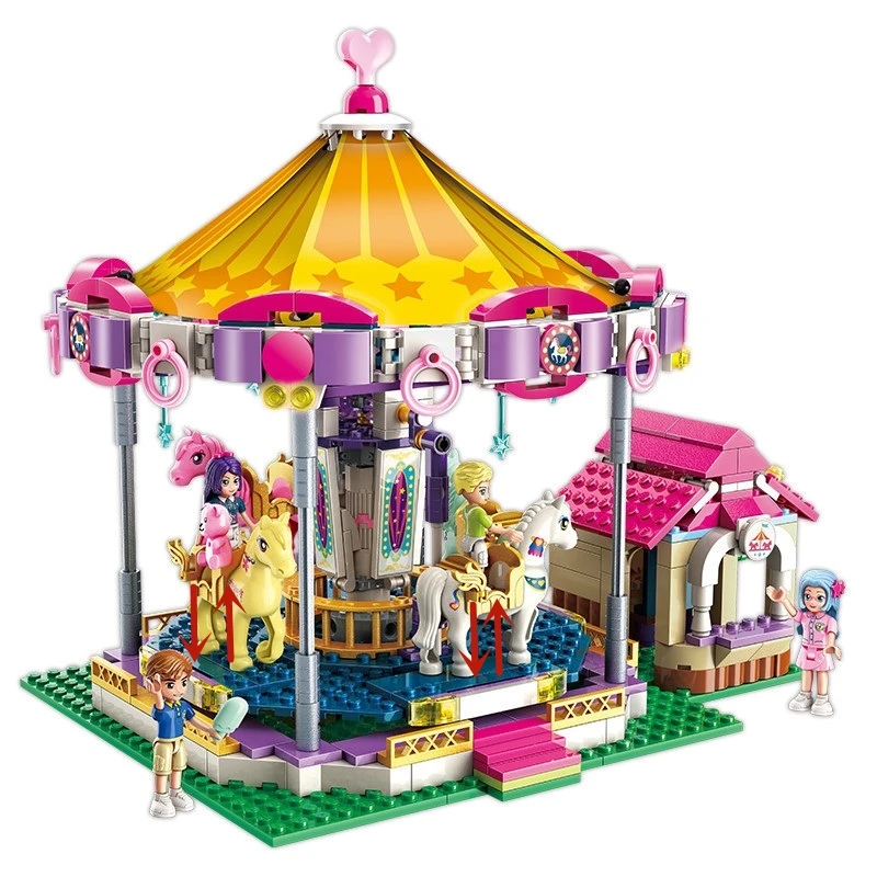 Светящиеся девушки Город Друзья Принцесса фантазия карусель красочные праздники строительные блоки наборы детские игрушки совместимы