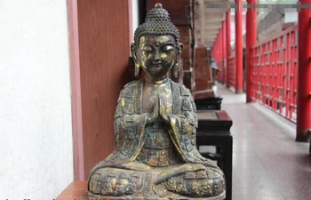 

song voge gem S0760 17 Tibet Buddhism Folk Temple Old Bronze Rulai Tathagata Sakyamuni Buddha Statue