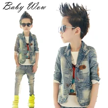 Automne Enfants De Noël Tenues Enfants Jeans Vêtements de Bébé Garçons Vêtements Grand Garçon Demin Veste Manteau Coréenne Cowboy Costume tyh-20361