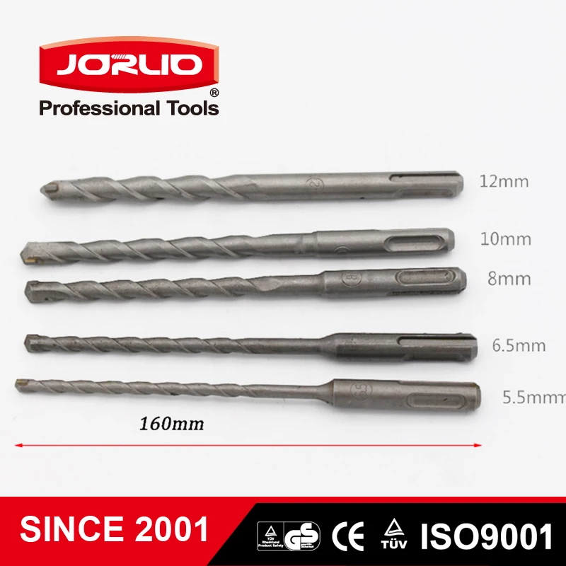 

Jorlio 5PCS 5.5-12MM SDS Plus Masonry Crosshead Twin spiral Hammer Drill Bits Set