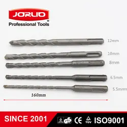 Jorlio 5 шт. 5,5-12 мм SDS Plus Masonry Crosshead двойной спиральный молоток набор сверл