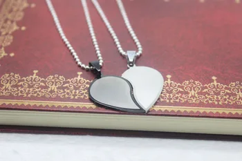 

wholesale 12pair/lot New fashion Stainless Steel heart shaped pendant necklace Men and women lovers necklace