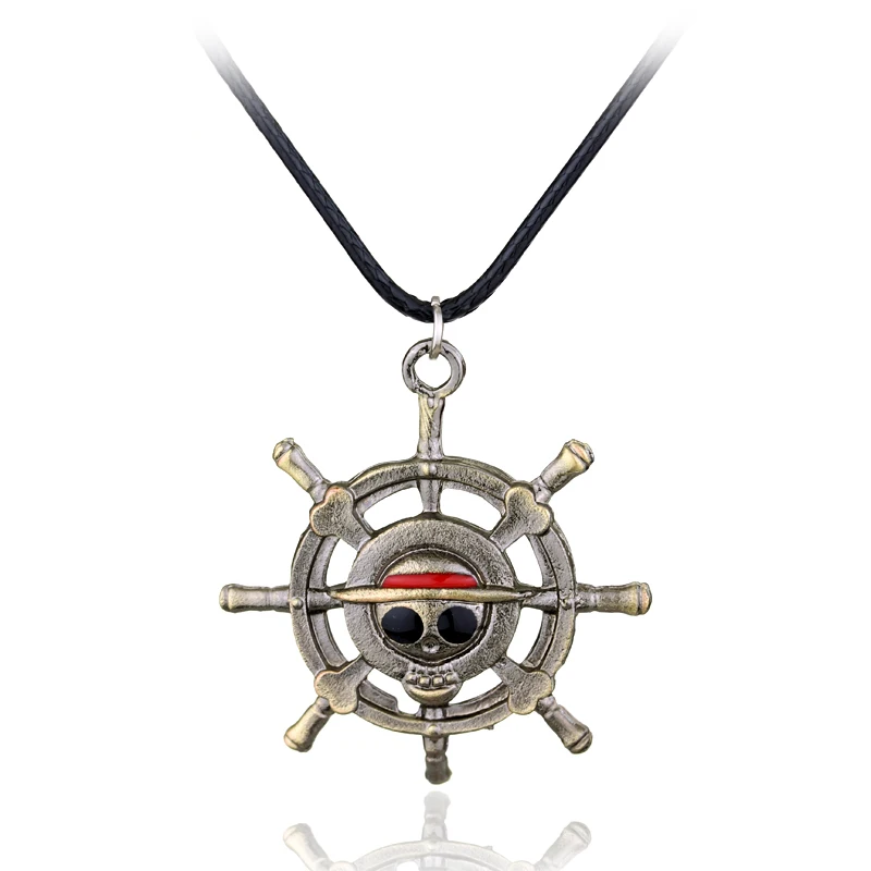 

MQCHUN Vintage Anime ONE PIECE MONKEY D LUFFY Skull Pendant Necklace Pirate Flag Metal Necklace Cosplay Anime Gift-30