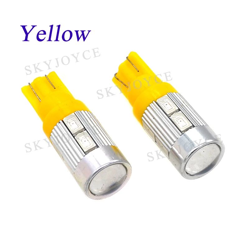 SKYJOYCE 2 шт. T10 W5W 5730 10SMD LED свет белый желтый красный зеленый синий 10 объектив