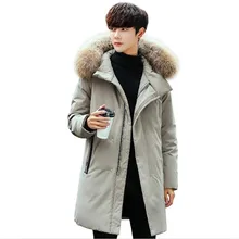 2 цвета, черная зимняя мужская куртка, Повседневная теплая парка, модная меховая куртка с капюшоном, утолщенная Мужская куртка, верхняя одежда, большой размер 3XL