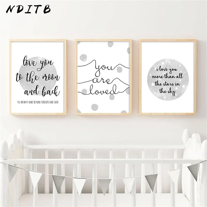 

NDITB Watercolor Nursery Quote Canvas Art Posters and Prints Painting Cartoon Wall Picture for Children Living Room Decoration
