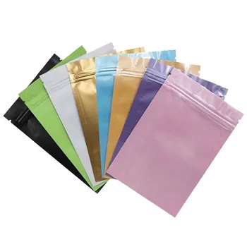 

Pink/Gold/Green/black color Metallic Mylar ziplock bags flat bottom Black Aluminum foil small zip lock plastic bags 1000pcs/lot