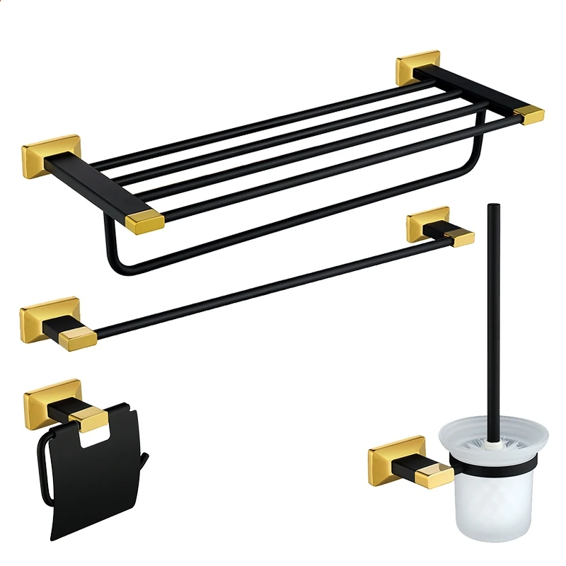 Gold and Black Brass Copper High quality 4PCS/Set bathroom ware