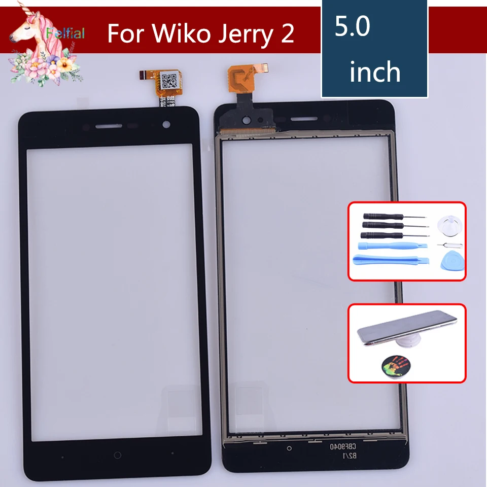 

5.0" For Wiko Jerry 2 Touch Screen Panel Sensor Digitizer Front Outer Glass Touchscreen Jerry2 Touch Panel Replacement Black