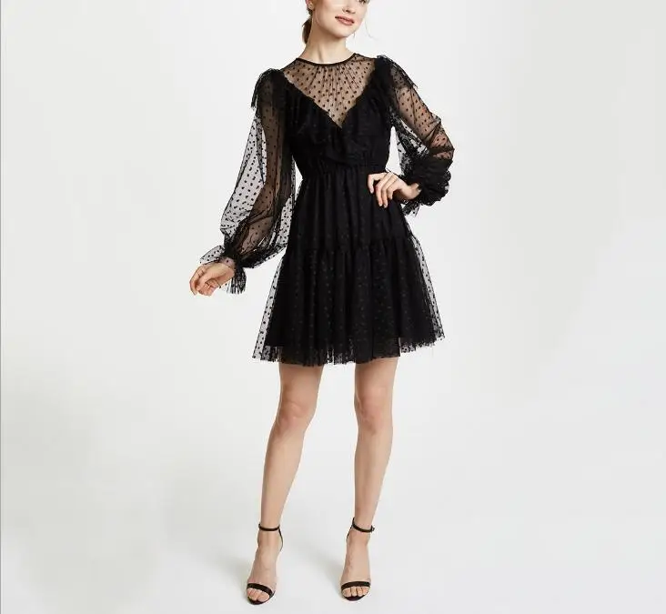 Black mesh lace dress Clearance