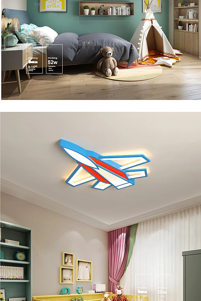 Самолет современная светодиодная люстра для спальни детская комната Мальчик комната 90-260 В Потолочная люстра светильники