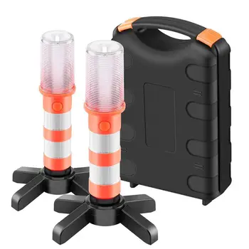 

2pcs Magnetic Portable LED Emergency Roadside Flares Detachable Stand Beacon Safety Strobe Light Warning Signal Alert SOS Lamps