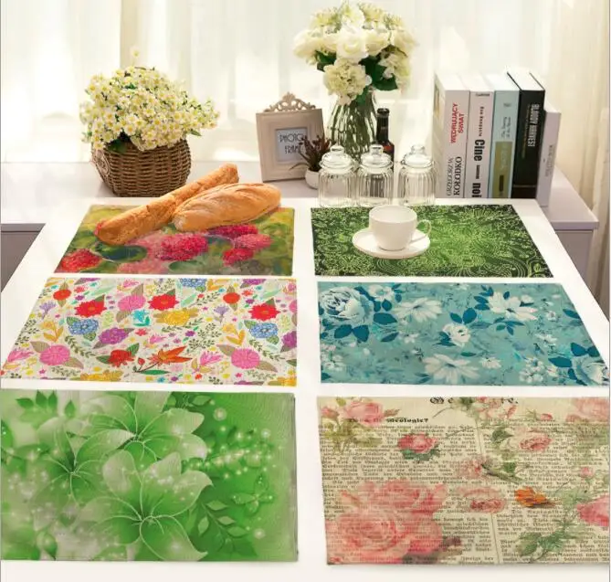 Printed Linen Placemat Place mat Table Mat Korea flower garden beauty
