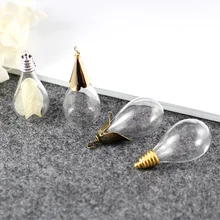 2 шт 31X18 мм круглая капля Нижняя лампа ваза стекло с витыми металлическими колпачками DIY стеклянные подвески-флаконы ювелирные изделия аксессуары