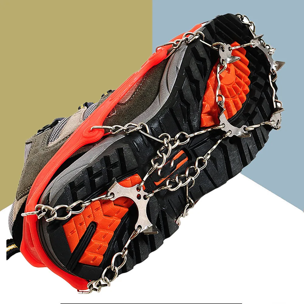 

Outdoor Climbing Antiskid Crampons Winter Walk 8 Teeth Ice Fishing Snowshoes Heavy Duty Stainless Steel Slip Shoe Covers b
