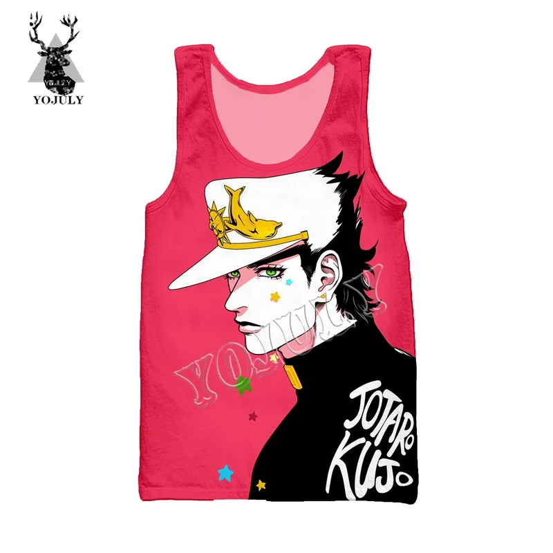 YOJULY Summer Unisex sleeveless shirts 3D Print Anime JoJo Bizarre Adventure Men Vest Women Casual Funny Tops Clothing Ve23