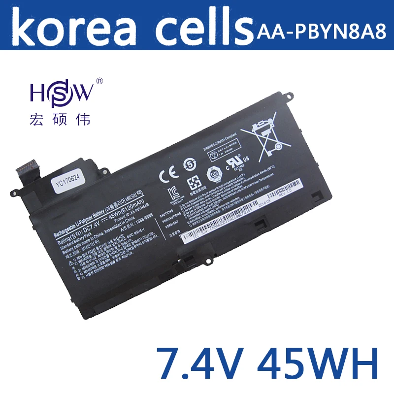 

New genuine 7.4V 45Wh 6120mah AA-PBYN8AB tablet battery for Samsung NP530U4B-A01US 530U4C 535U4C BA43-00339A laptop batteria