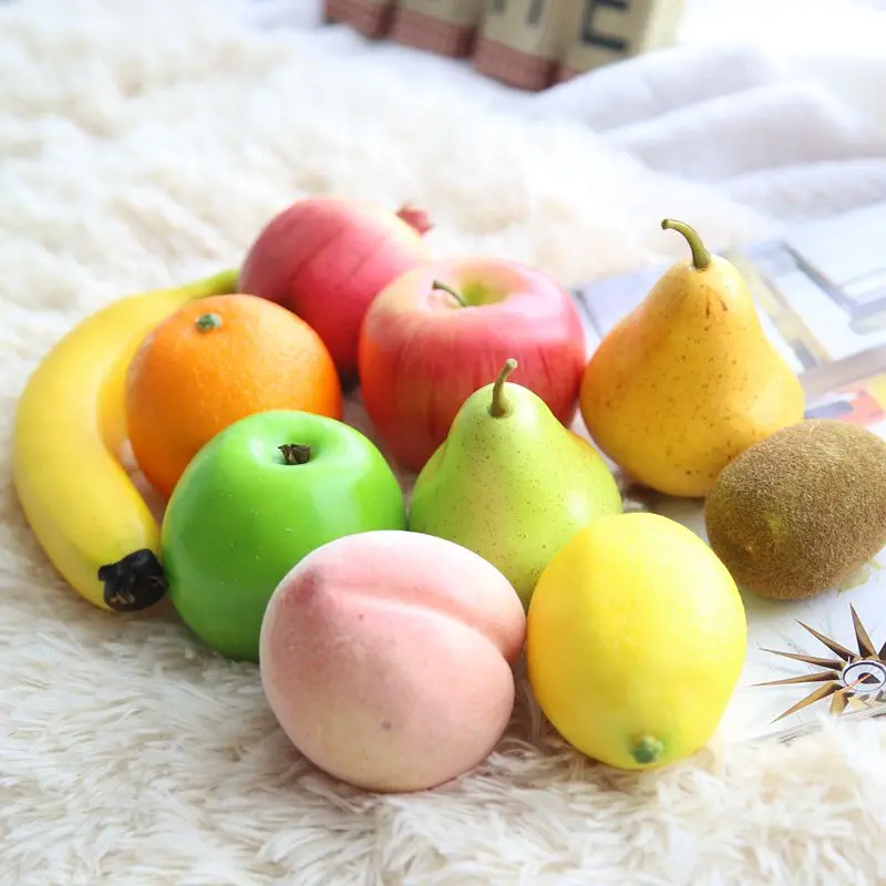 

Decorative Foam Fake Fruit Apple Leamon Peach Orange DIY Plastic Artificial Fruit For Home Decor Accessories Photography Props