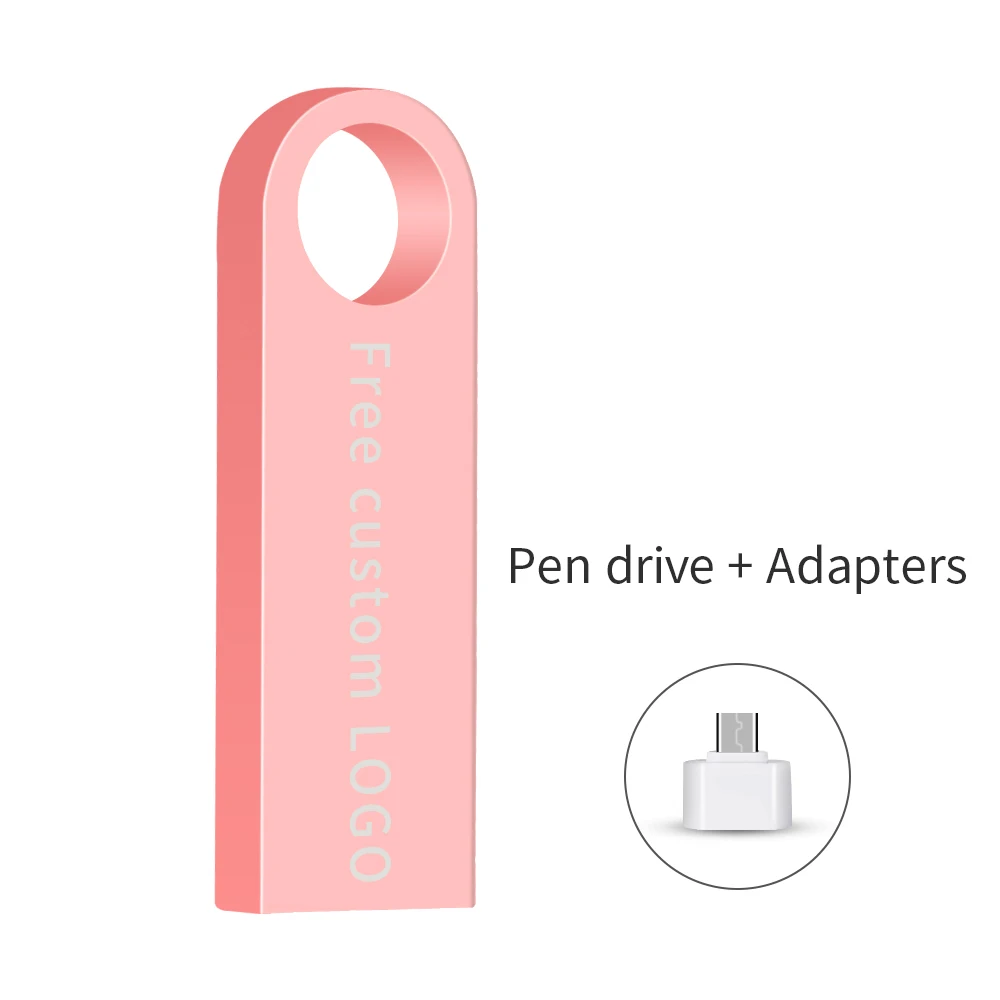 Usb флеш-накопитель 32 ГБ, серебристая Флешка 16 ГБ, 8 ГБ, usb флешка, металлическая ручка-накопитель 64 ГБ, флеш-память usb 2,0, флеш-диск 128 ГБ, логотип на заказ - Цвет: Pink