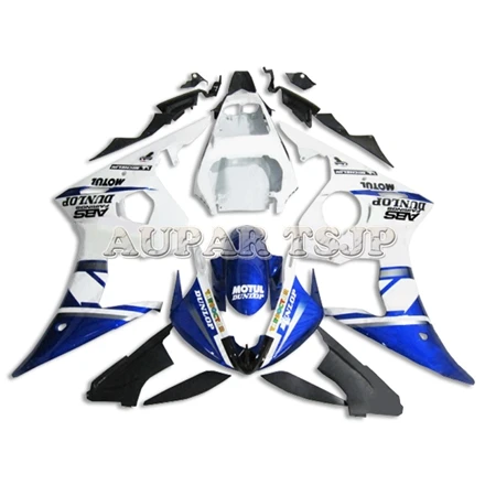 Пластик для кузова yamaha R6S 2006 2007 2008 2009 впрыска ABS Полный комплект обтекателя высокого высококачественные обложки белого и синего цвета панели