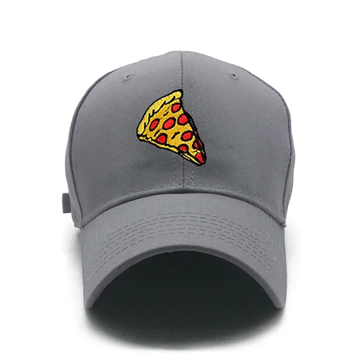 Cotton Pizza Embroidery Mens Baseball Caps Brand Cheap Pink Casual Sun Snapback Hats Unisex Adjustable Cap Women - Цвет: Gray