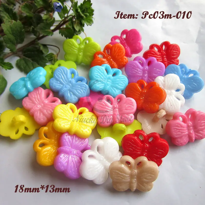 

120pcs mixed color butterfly buttons shank children plastic buttons for decorative accessories craft diy material wholesale