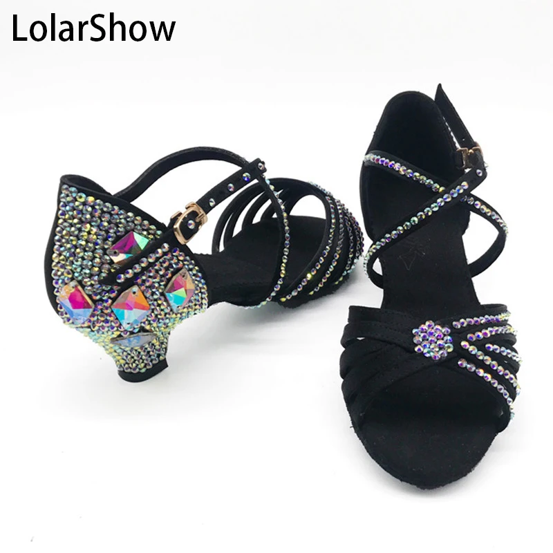  Kids Girl Latin Dance Shoes Rhinestone Salsa Dance Shoes For Girl