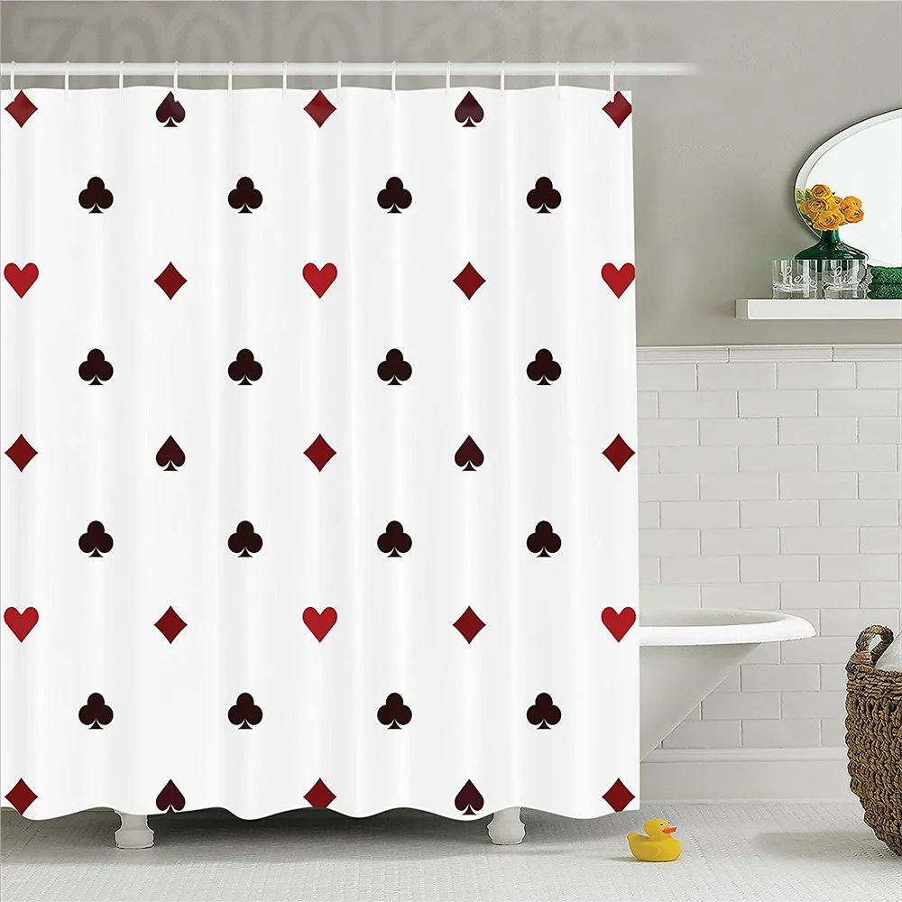 Casino Decorations Shower Curtain Set Gambling Club Lifestyle Fortune Luck Advertise Minimalistic Design Artwork Bathroom Access | Дом и сад