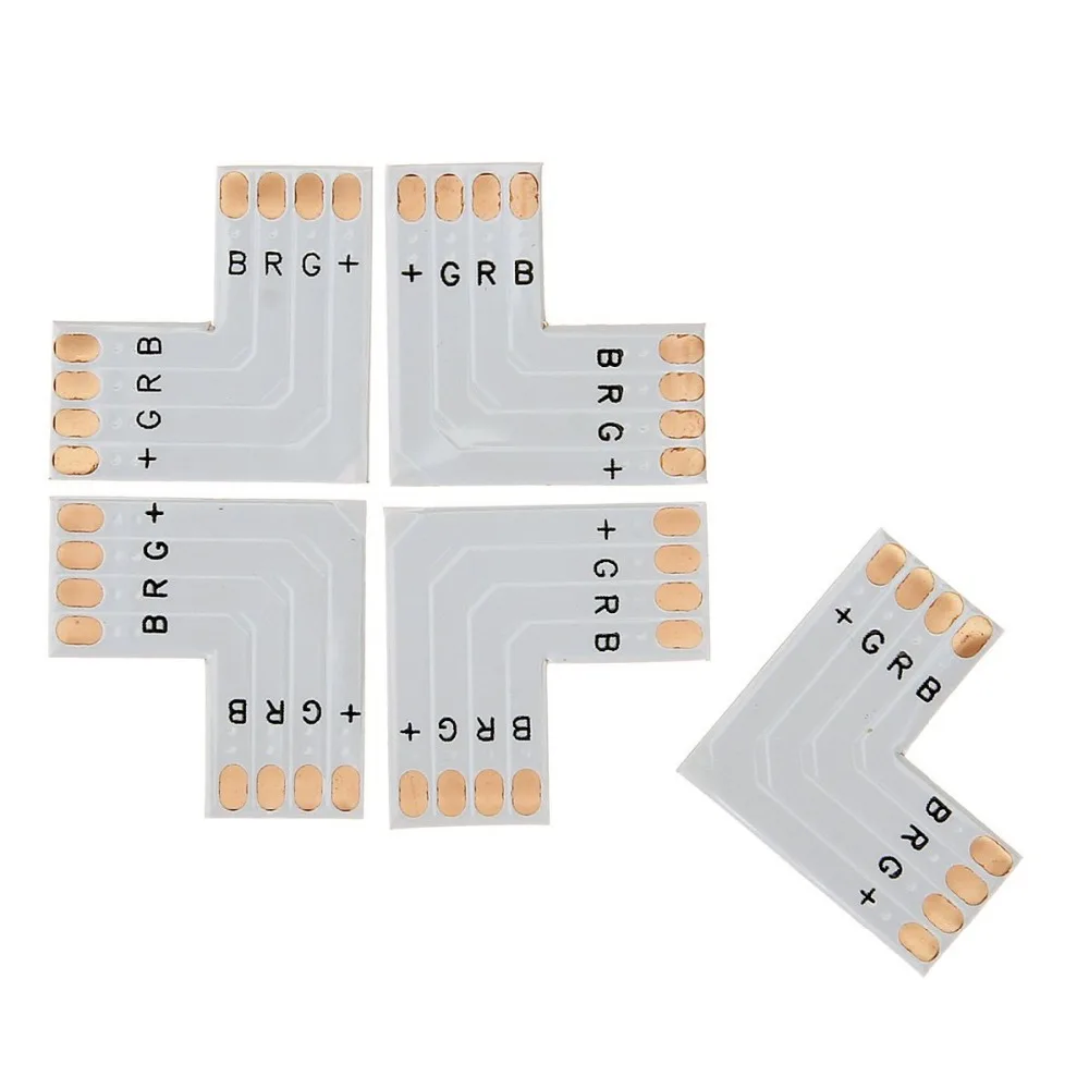 10 шт. RGB Светодиодные ленты 4-контактный разъем L T Cross 90degres разъем под прямым углом сварки углу разъемы для 5050 RGB веревки