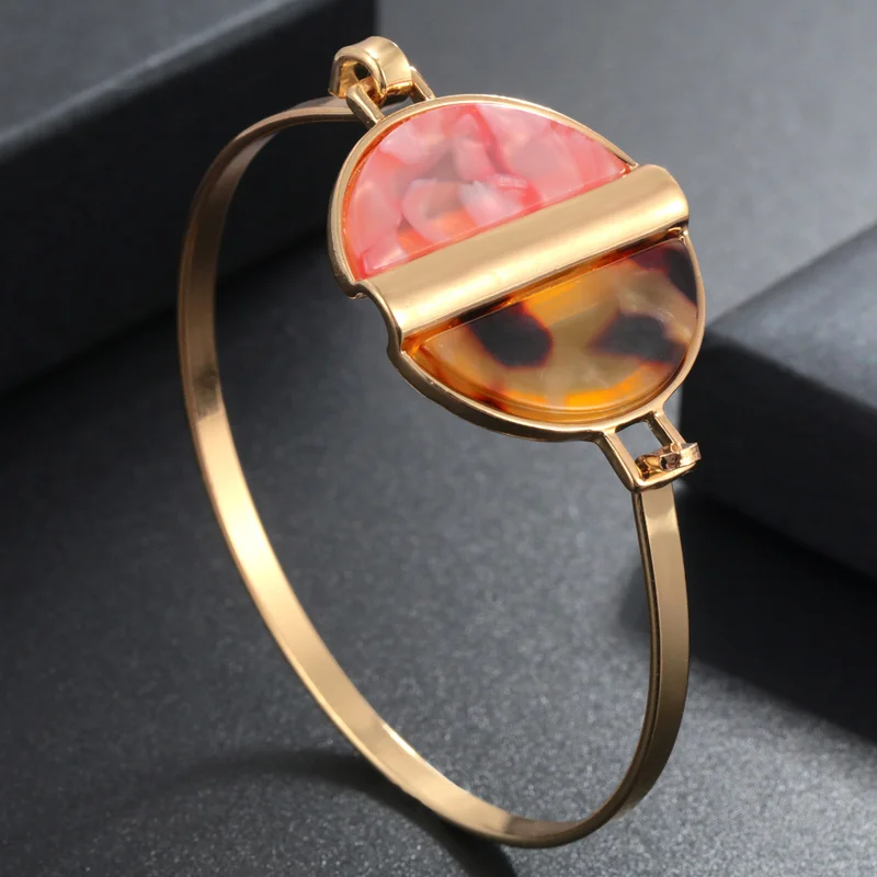 

Trendy Cuff Bracelets Bangles for Woman Gold Stainless Steel Bracelets For Women Geometric Acetate Acrylic Luxury Jewelry