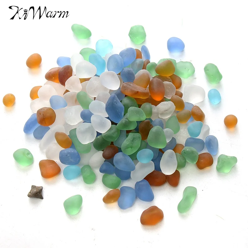 

Kiwarm 100g Natural Frosted Sea Glass Color Stone Glass for Aquarium Fish Tank Scenery Home Decoration DIY Materials 5-15mm