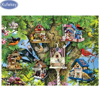 

hot sale 5d diamond painting tree farmhouse birds family mosaic picture handmade rhinestone needlework diamond embroidery