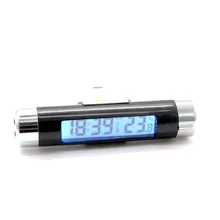 

Car Thermometer Vehicle Time Clock With Luminous Function Auto Electric Watch Automotive Anti High Low Temperatur Blue