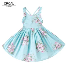 Красивые Летние платья без рукавов синего цвета с цветочным рисунком для девочек от 12 месяцев до 12 лет платье принцессы с принтом для девочек, костюмы для детей, одежда