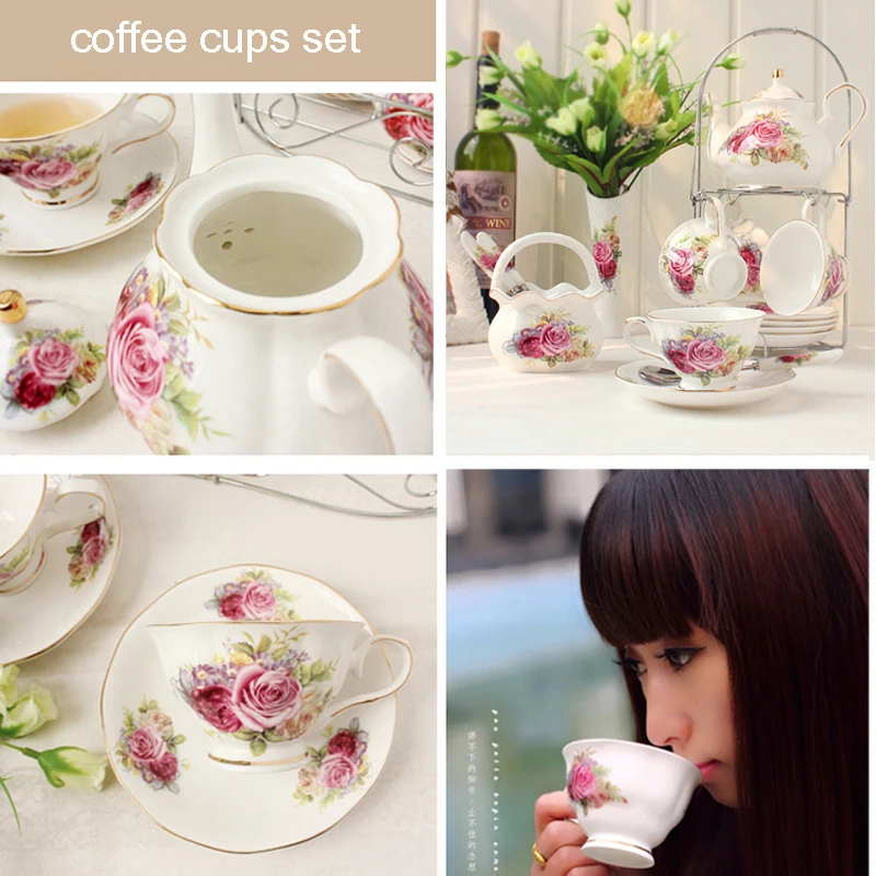 Европейский роскошный набор кофейных чашек из костяного фарфора, британский вечерний чайный набор, вечерние чашки, кружка, чайник, свадебные подарки