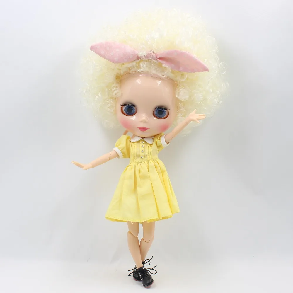 Neo Blythe Doll with Blonde Hair, Natural Skin, Shiny Cute Face & Custom Jointed Body 1