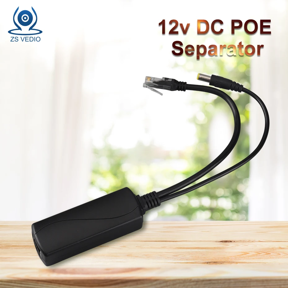 

ZSVEDIO IP Camera PoE Splitter 48V Input and 12V Output Power Over Ethernet Splitter Adapter Let 12V DC Become POE Camera